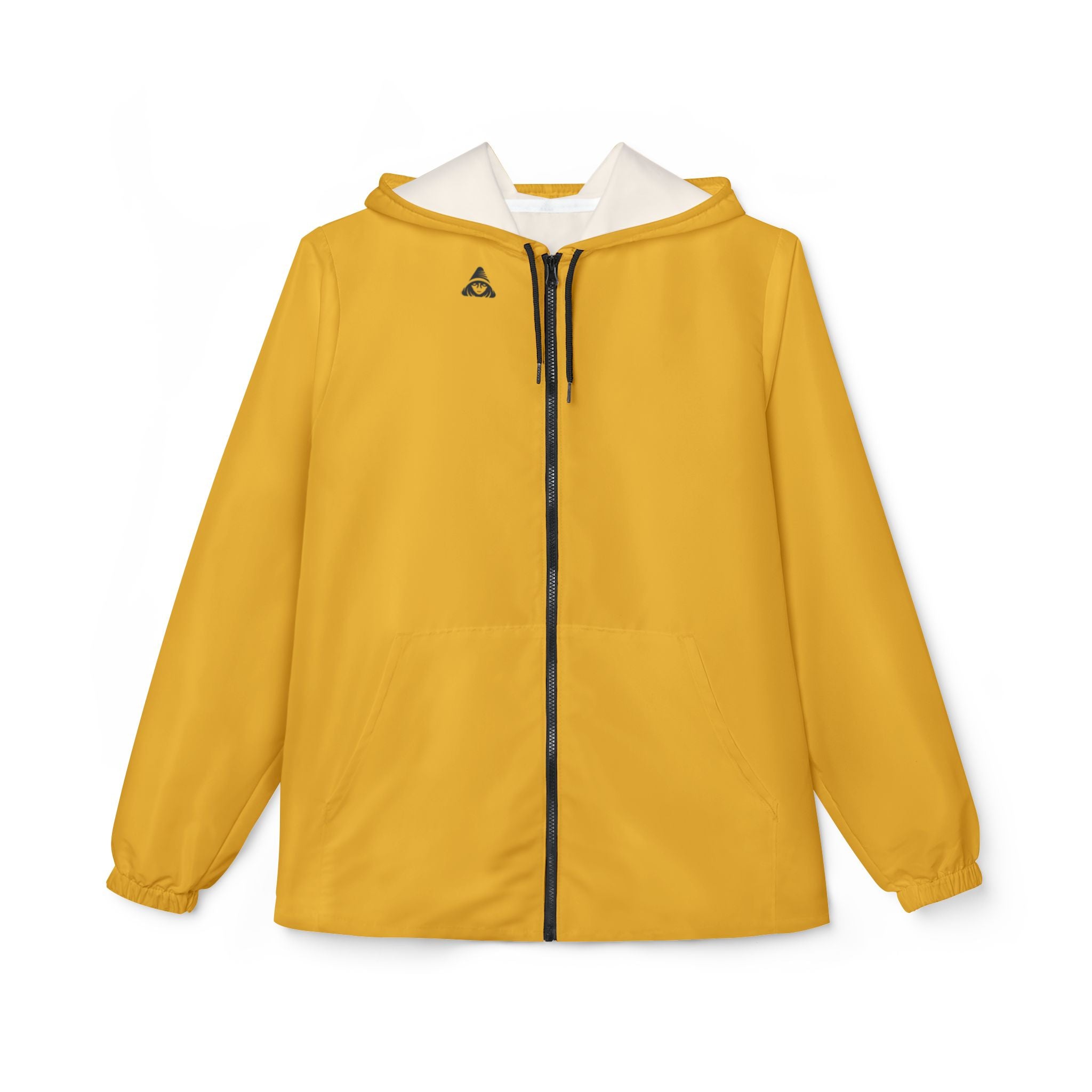 Golden Compass Windbreaker Jacket – Lightweight Hooded Outdoor Shell with Back Emblem