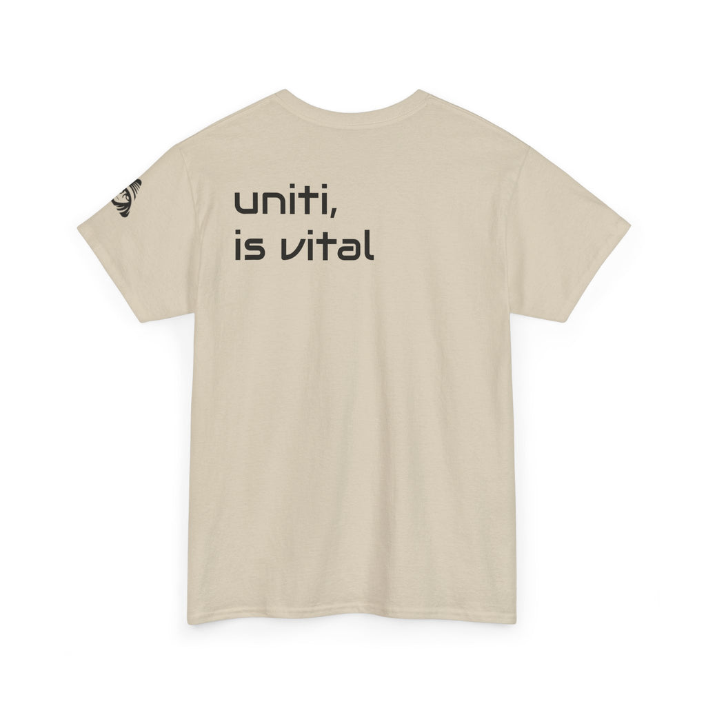 Anime Girl & Bear Graphic Tee — “uniti, is vital” Statement Shirt