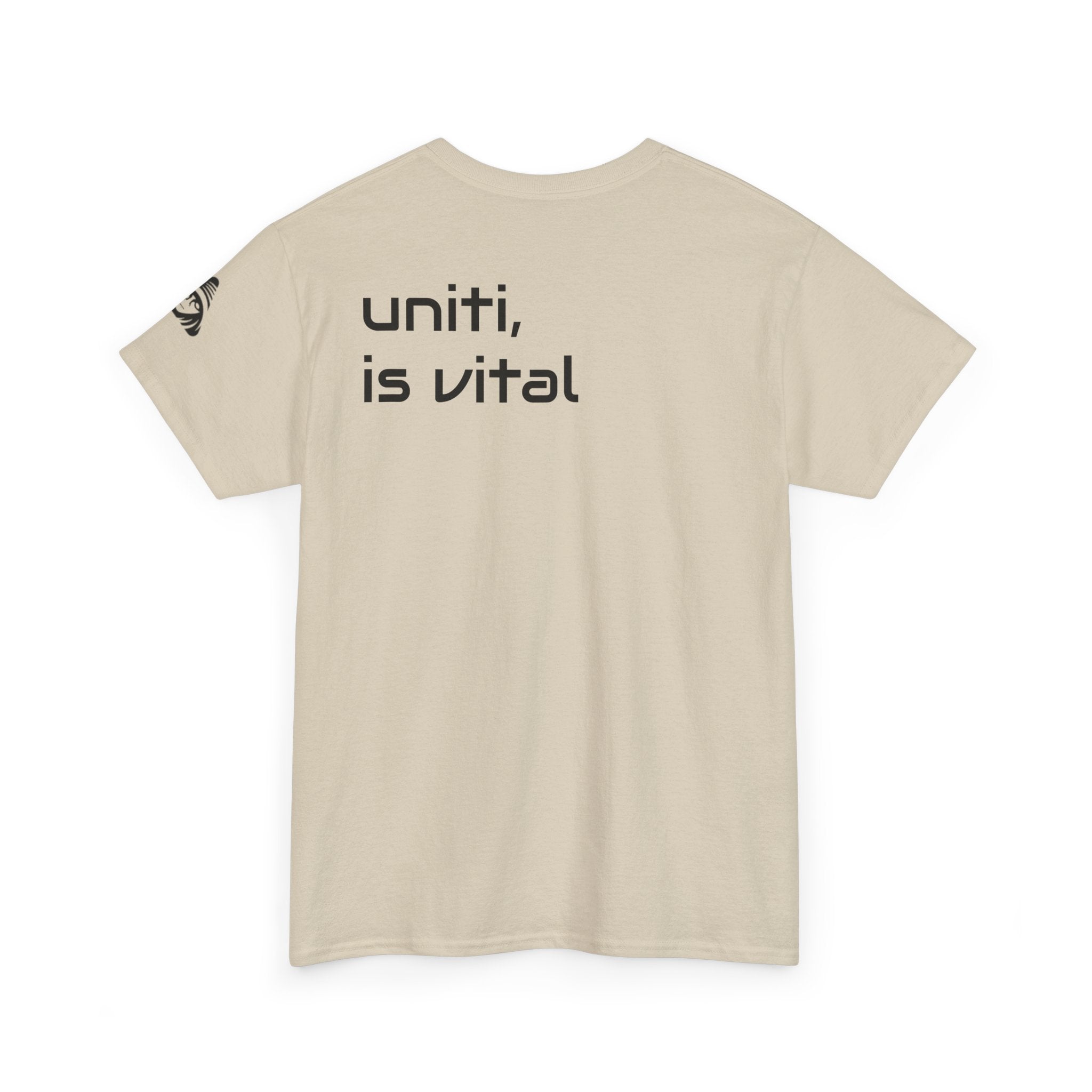Anime Girl & Bear Graphic Tee — “uniti, is vital” Statement Shirt