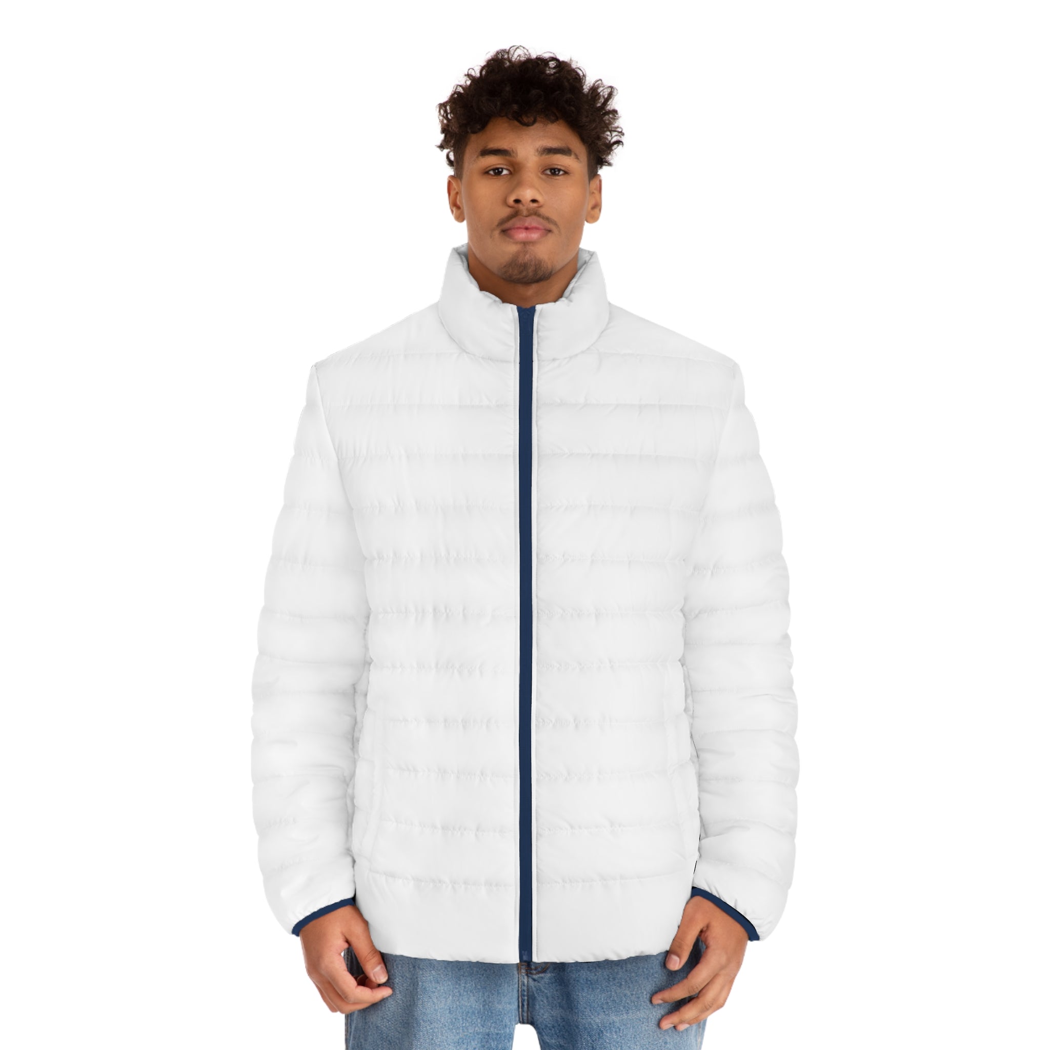 Morden Cult Men's Quilted Puffer Jacket — Bold Sleeve Logo Winter Coat