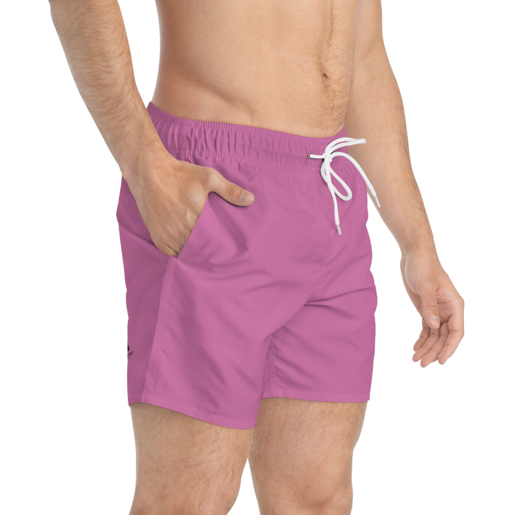 Pink Swim Trunks — Solid All-Over-Print Beach Shorts