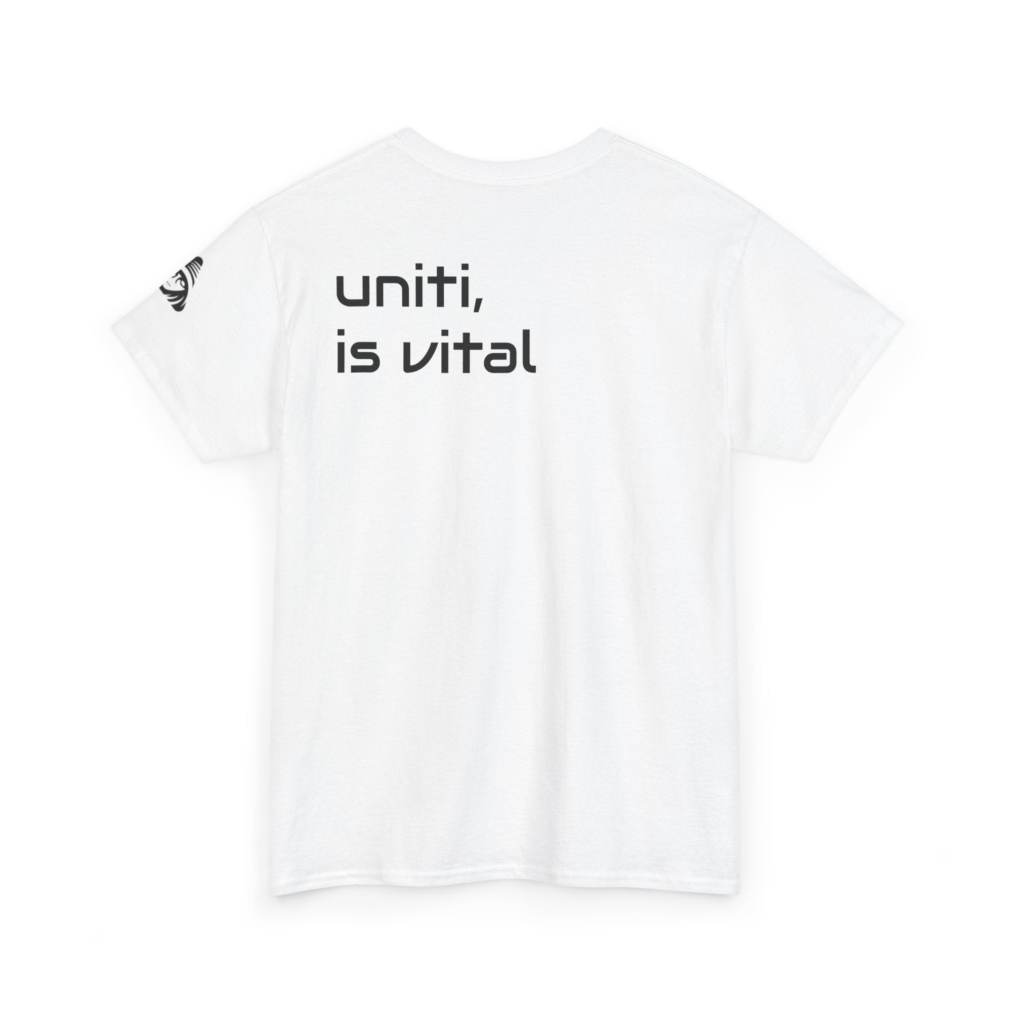 Anime Girl & Bear Graphic Tee — “uniti, is vital” Statement Shirt