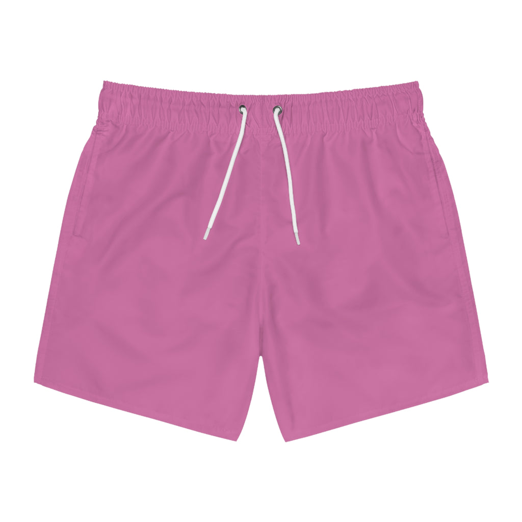 Pink Swim Trunks — Solid All-Over-Print Beach Shorts