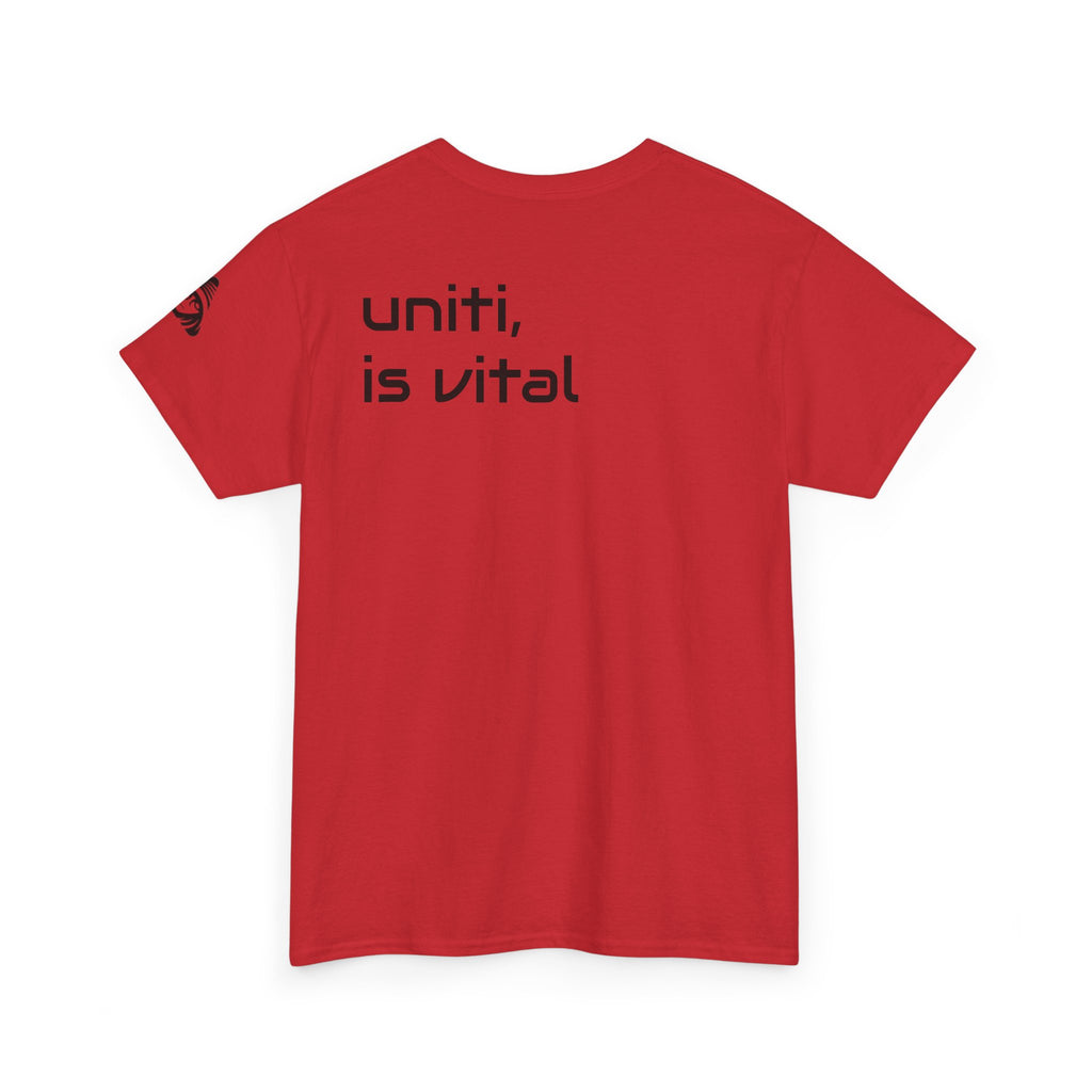 Anime Girl & Bear Graphic Tee — “uniti, is vital” Statement Shirt
