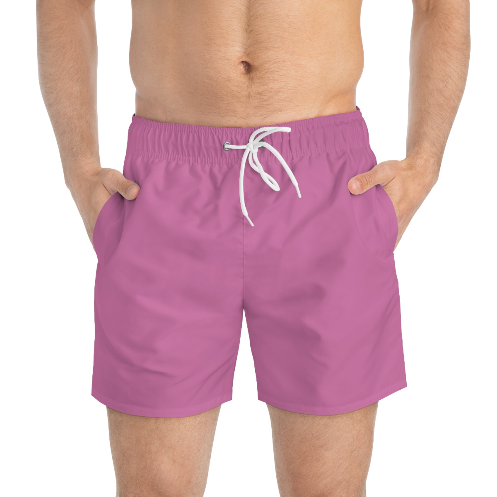 Pink Swim Trunks — Solid All-Over-Print Beach Shorts