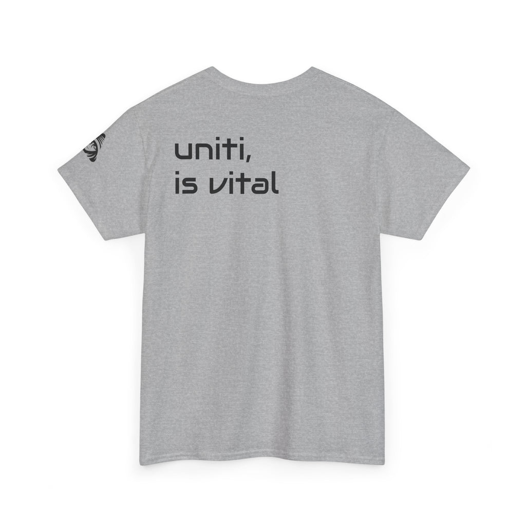 Anime Girl & Bear Graphic Tee — “uniti, is vital” Statement Shirt
