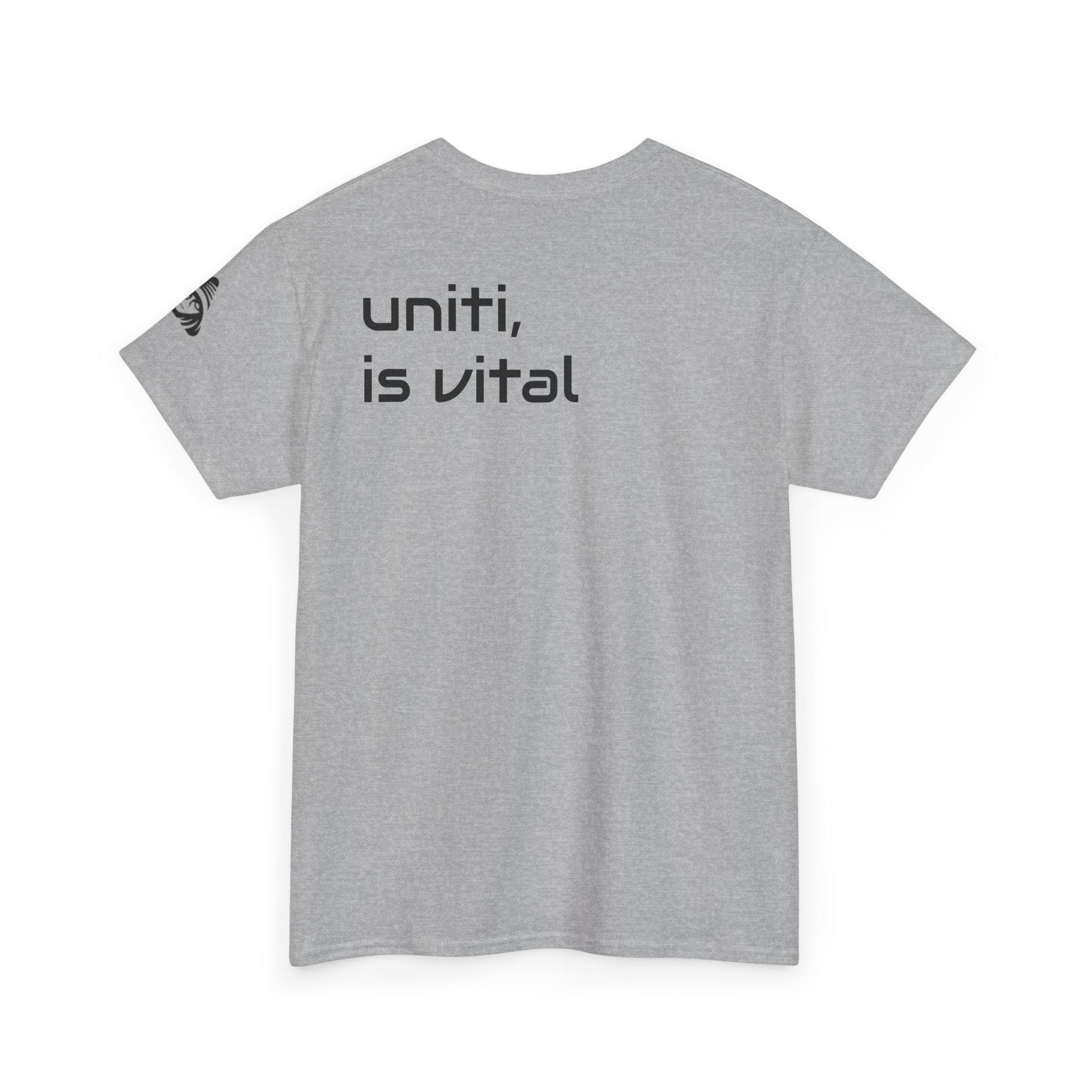 Anime Girl & Bear Graphic Tee — “uniti, is vital” Statement Shirt