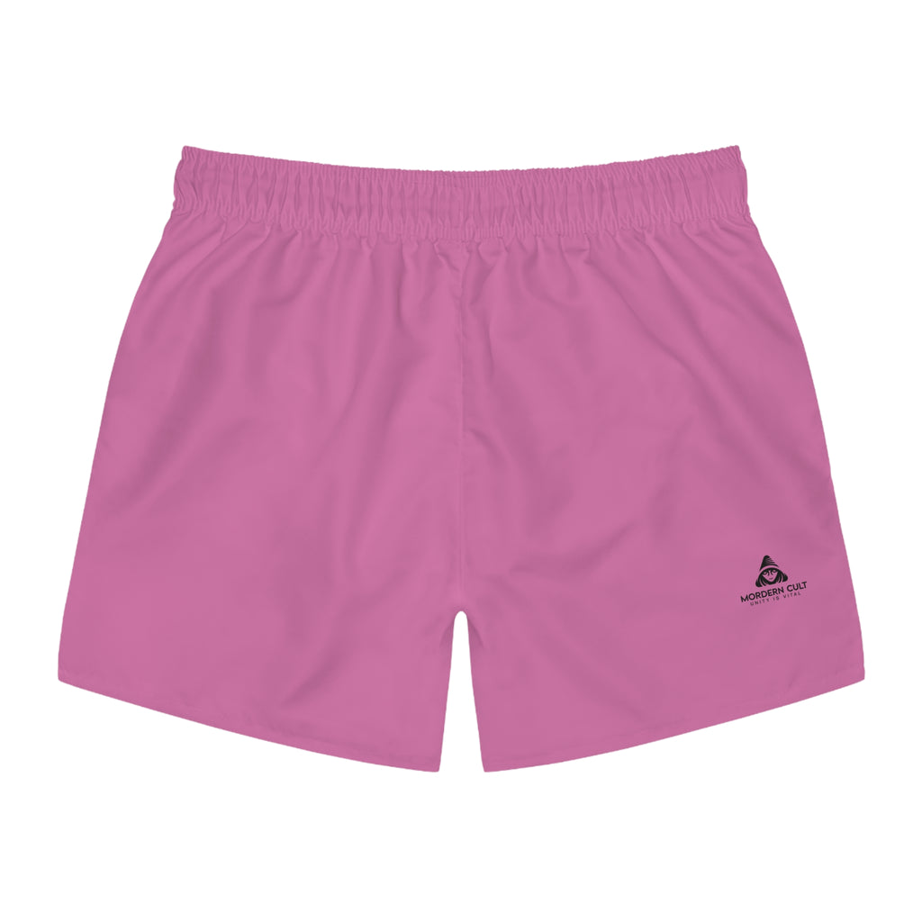 Pink Swim Trunks — Solid All-Over-Print Beach Shorts