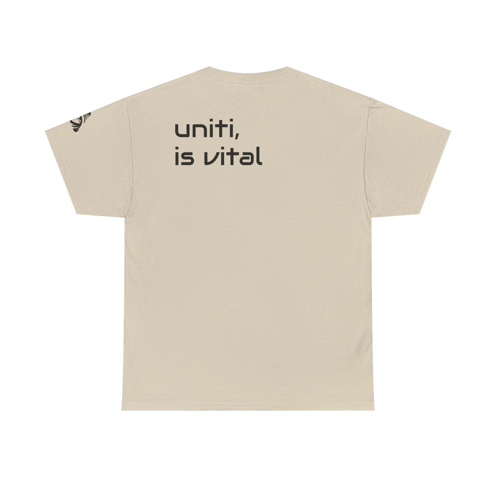Anime Girl & Bear Graphic Tee — “uniti, is vital” Statement Shirt