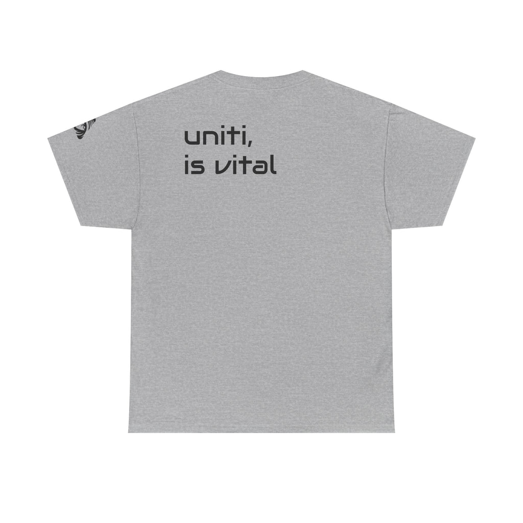 Anime Girl & Bear Graphic Tee — “uniti, is vital” Statement Shirt