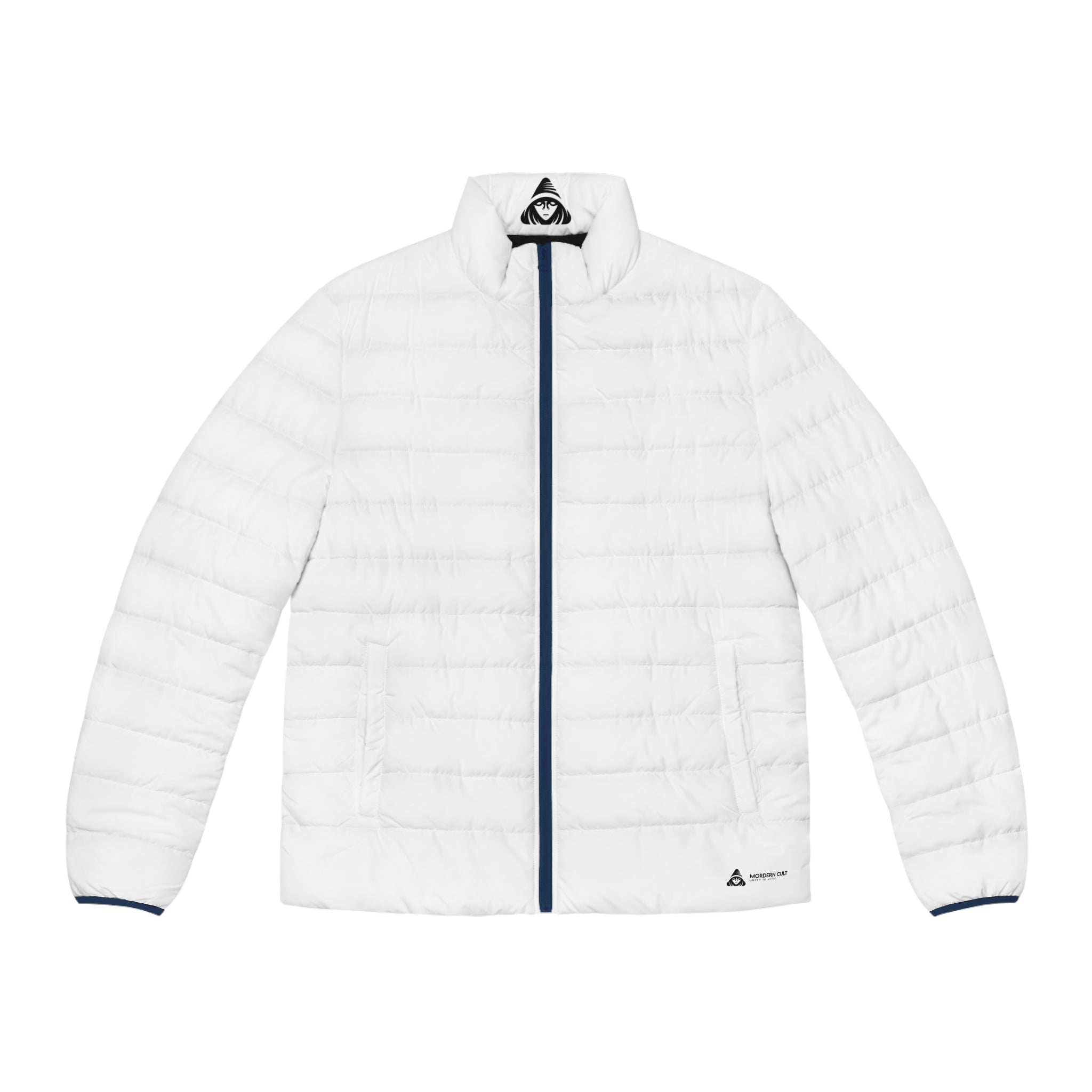 Morden Cult Men's Quilted Puffer Jacket — Bold Sleeve Logo Winter Coat